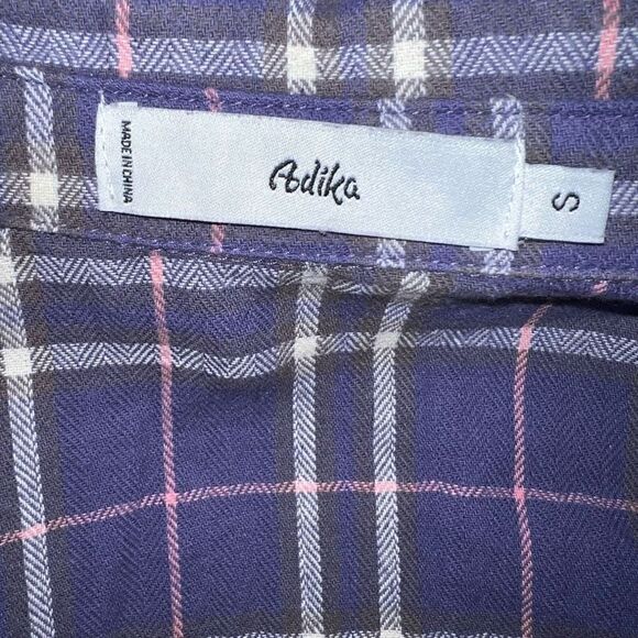 Adika, Button Up Plaid Flannel Top Purple & Multicolor Long Sleeve Women’s Small - Picture 8 of 14